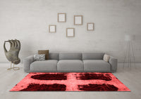 Machine Washable Abstract Red Modern Rug, wshabs2023red