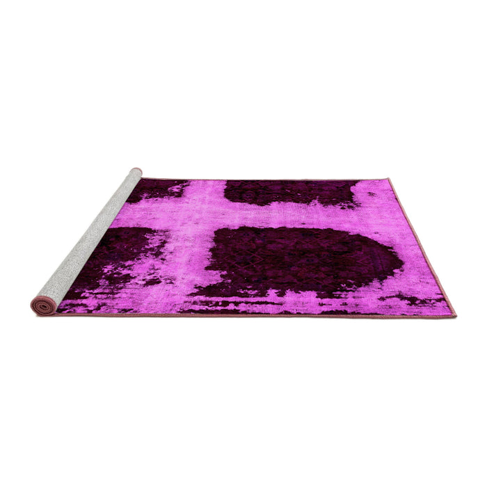 Sideview of Machine Washable Abstract Pink Modern Rug, wshabs2023pnk