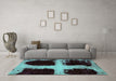 Machine Washable Abstract Turquoise Modern Area Rugs in a Living Room,, wshabs2023turq