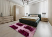 Abstract Blush Red Pink Modern Rug in a Bedroom, abs2023