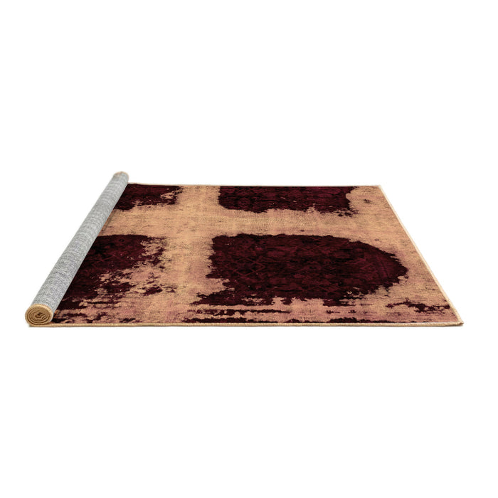Sideview of Machine Washable Abstract Brown Modern Rug, wshabs2023brn