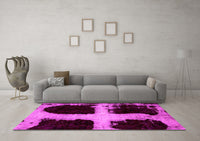 Machine Washable Abstract Pink Modern Rug, wshabs2023pnk