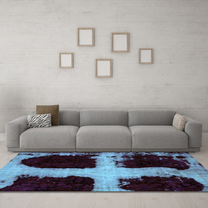 Machine Washable Abstract Light Blue Modern Rug in a Living Room, wshabs2023lblu