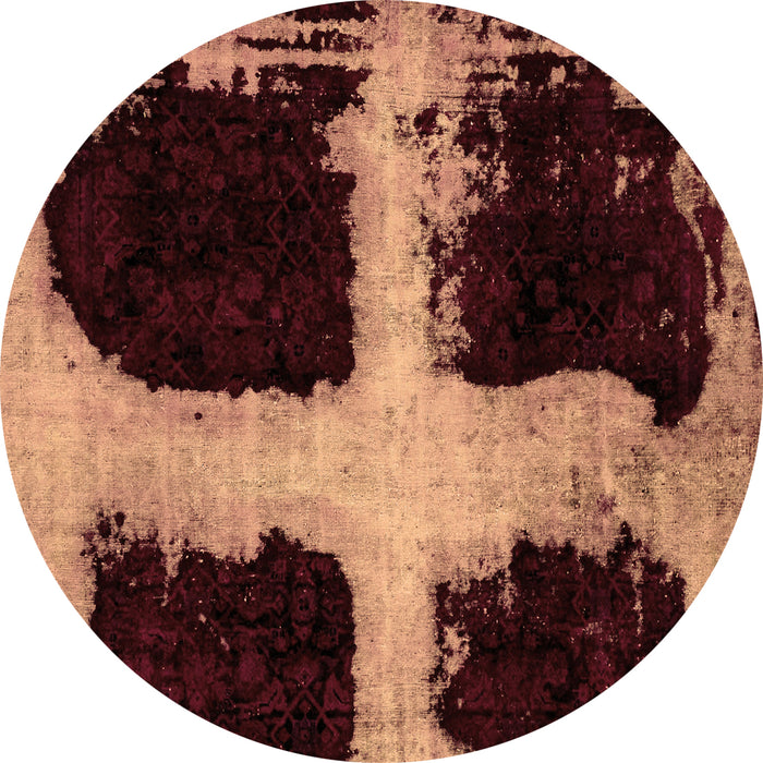 Round Machine Washable Abstract Brown Modern Rug, wshabs2023brn