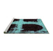 Sideview of Machine Washable Abstract Turquoise Modern Area Rugs, wshabs2023turq