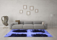 Machine Washable Abstract Blue Modern Rug, wshabs2023blu