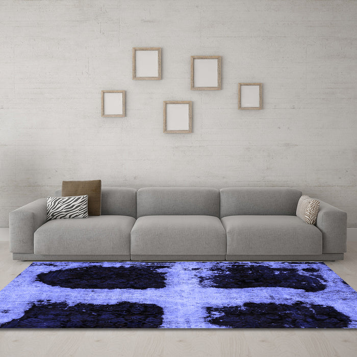 Machine Washable Abstract Blue Modern Rug in a Living Room, wshabs2023blu