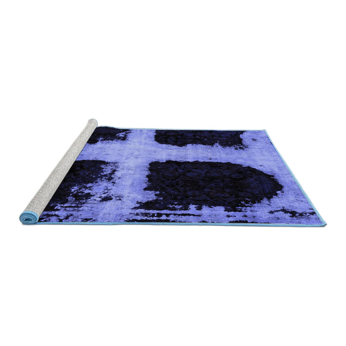 Sideview of Machine Washable Abstract Blue Modern Rug, wshabs2023blu