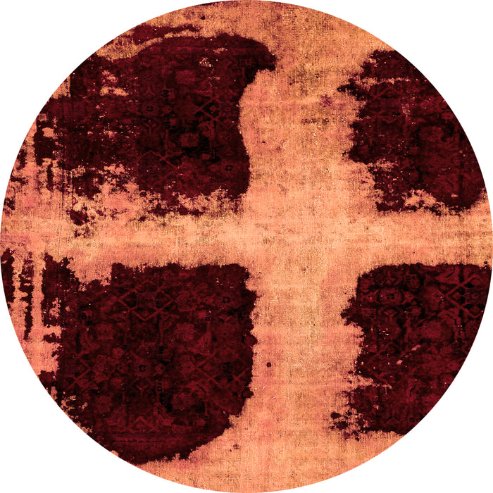 Round Abstract Orange Modern Rug, abs2023org