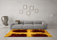 Machine Washable Abstract Yellow Modern Rug, wshabs2023yw