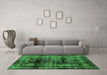 Machine Washable Persian Green Bohemian Area Rugs in a Living Room,, wshabs2024grn