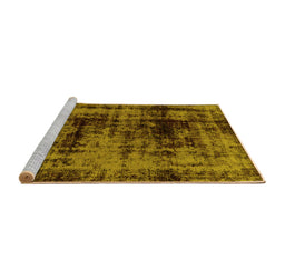 Sideview of Machine Washable Persian Yellow Bohemian Rug, wshabs2024yw