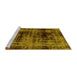 Sideview of Machine Washable Persian Yellow Bohemian Rug, wshabs2024yw