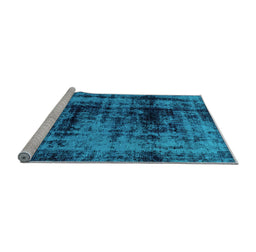 Sideview of Machine Washable Persian Light Blue Bohemian Rug, wshabs2024lblu