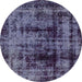 Round Abstract Blue Persian Rug, abs2024