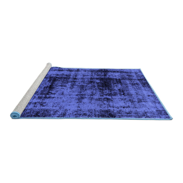 Sideview of Machine Washable Persian Blue Bohemian Rug, wshabs2024blu