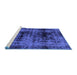 Sideview of Machine Washable Persian Blue Bohemian Rug, wshabs2024blu