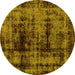 Round Persian Yellow Bohemian Rug, abs2024yw