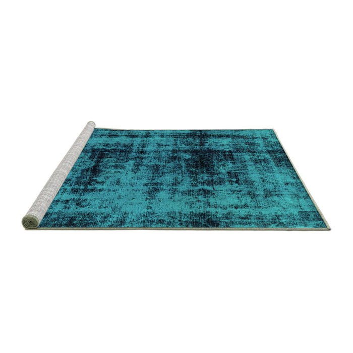 Sideview of Machine Washable Persian Turquoise Bohemian Area Rugs, wshabs2024turq