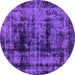 Round Machine Washable Persian Purple Bohemian Area Rugs, wshabs2024pur
