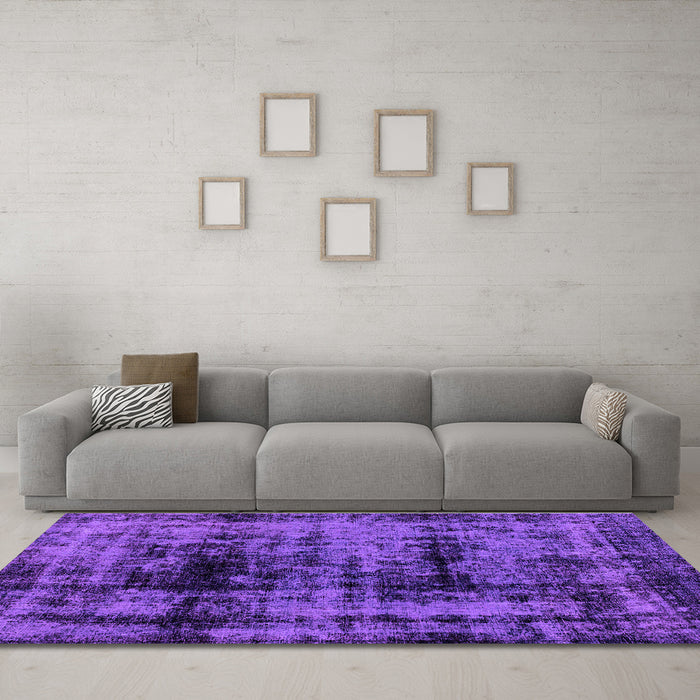 Machine Washable Persian Purple Bohemian Area Rugs in a Living Room, wshabs2024pur