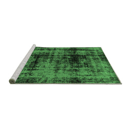 Sideview of Machine Washable Persian Emerald Green Bohemian Area Rugs, wshabs2024emgrn