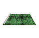 Sideview of Machine Washable Persian Emerald Green Bohemian Area Rugs, wshabs2024emgrn