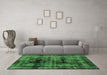 Machine Washable Persian Emerald Green Bohemian Area Rugs in a Living Room,, wshabs2024emgrn
