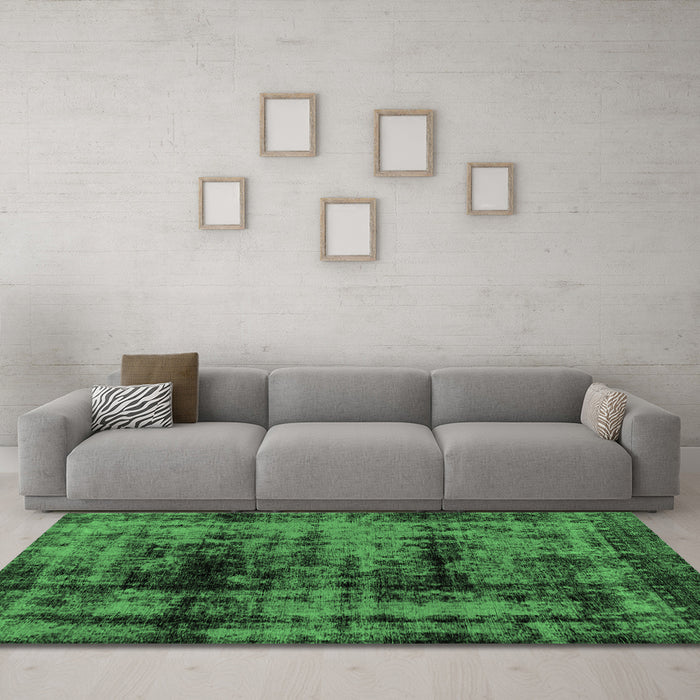 Machine Washable Persian Emerald Green Bohemian Area Rugs in a Living Room,, wshabs2024emgrn