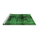 Sideview of Machine Washable Persian Green Bohemian Area Rugs, wshabs2024grn