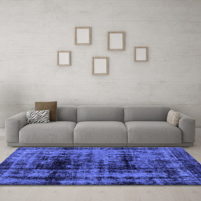 Machine Washable Persian Blue Bohemian Rug in a Living Room, wshabs2024blu
