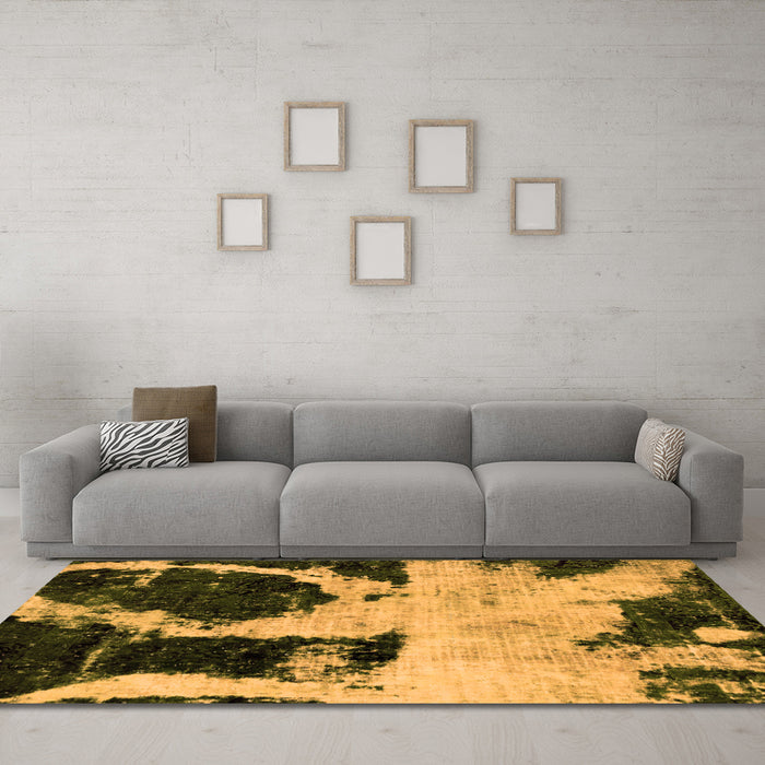 Machine Washable Abstract Orange Modern Area Rugs in a Living Room, wshabs2025org