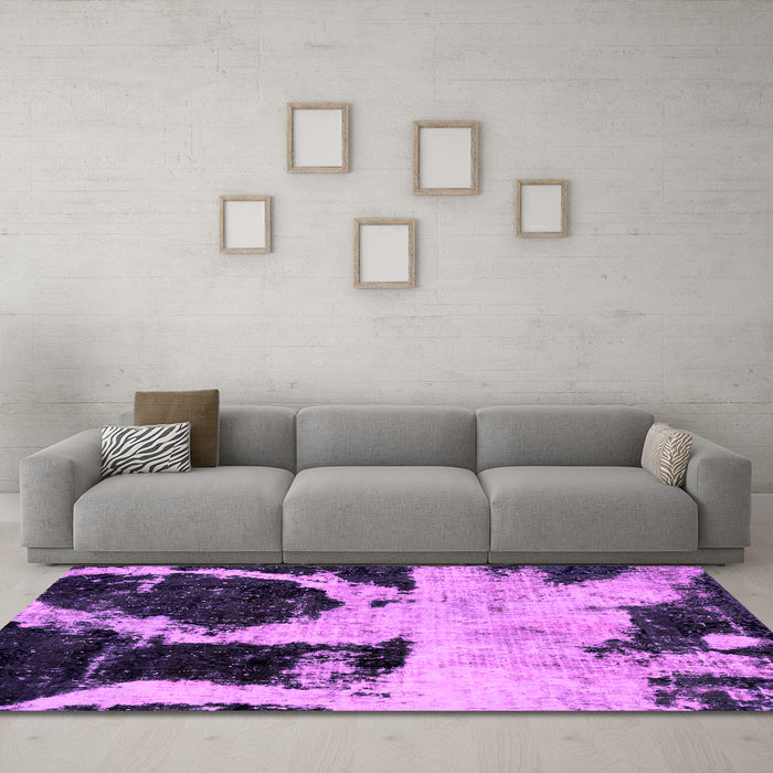 Machine Washable Abstract Pink Modern Rug in a Living Room, wshabs2025pnk