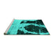 Sideview of Machine Washable Abstract Turquoise Modern Area Rugs, wshabs2025turq