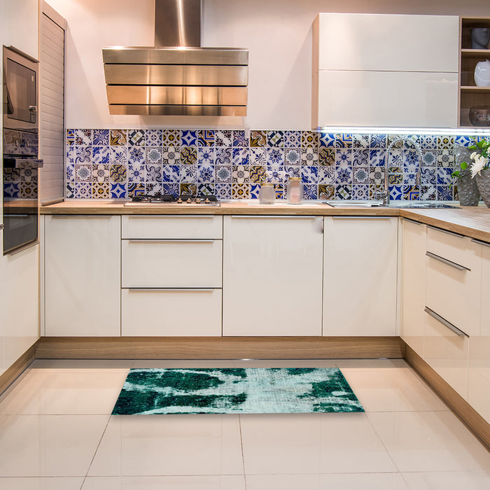 Abstract Northern Lights Blue Modern Rug in a Kitchen, abs2025