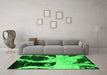 Machine Washable Abstract Green Modern Area Rugs in a Living Room,, wshabs2025grn