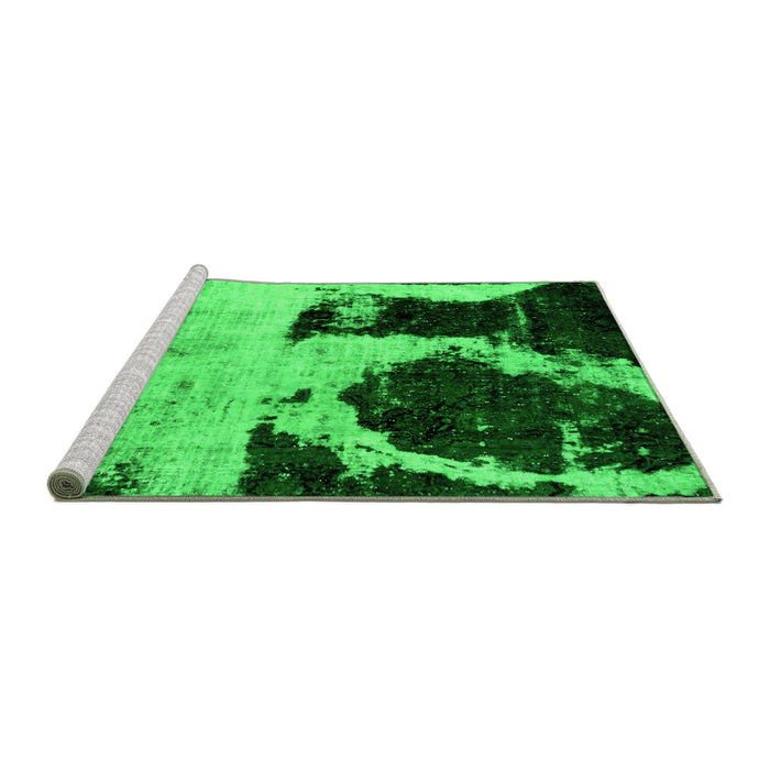 Sideview of Machine Washable Abstract Green Modern Area Rugs, wshabs2025grn