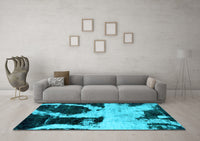 Machine Washable Abstract Light Blue Modern Rug, wshabs2025lblu