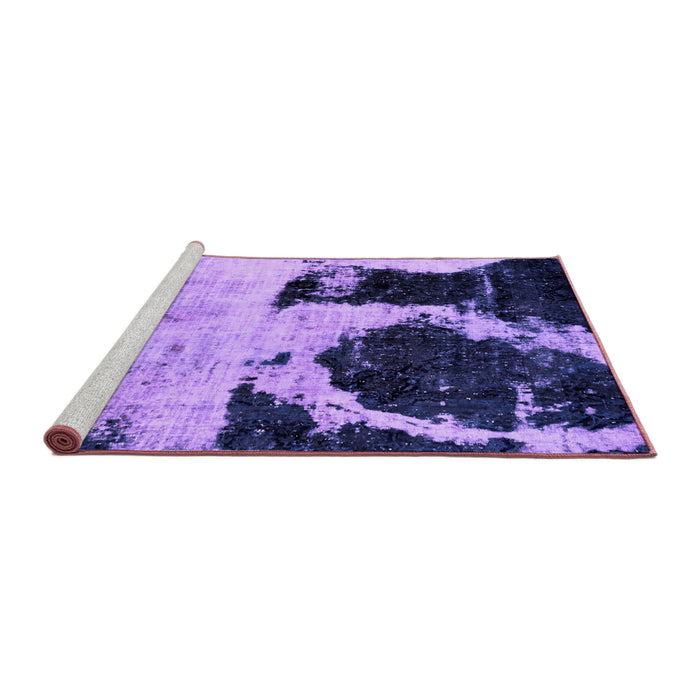 Sideview of Machine Washable Abstract Purple Modern Area Rugs, wshabs2025pur