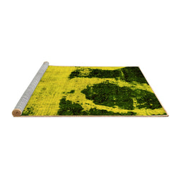 Sideview of Machine Washable Abstract Yellow Modern Rug, wshabs2025yw