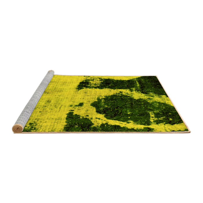 Sideview of Machine Washable Abstract Yellow Modern Rug, wshabs2025yw