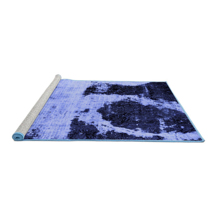 Sideview of Machine Washable Abstract Blue Modern Rug, wshabs2025blu