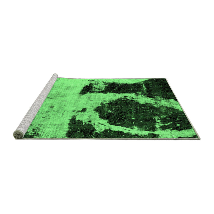 Sideview of Machine Washable Abstract Emerald Green Modern Area Rugs, wshabs2025emgrn