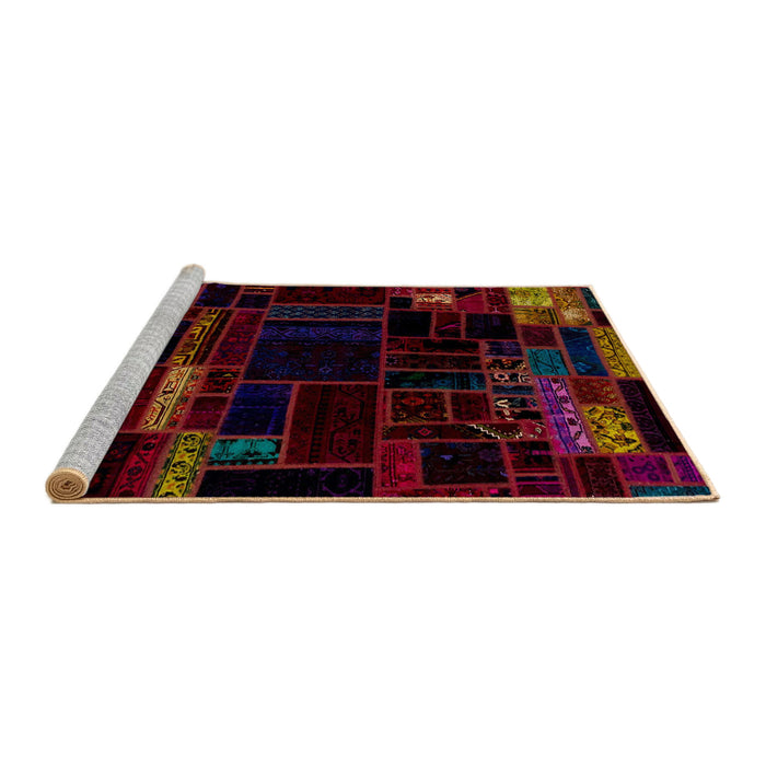 Sideview of Machine Washable Abstract Red Brown Rug, wshabs2026