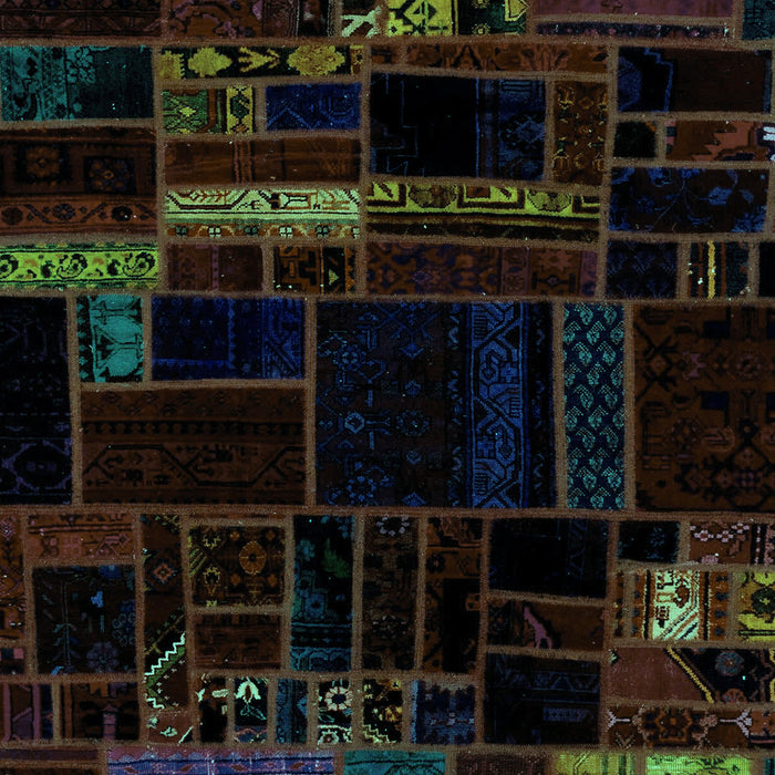 Machine Washable Patchwork Turquoise Transitional Area Rugs, wshabs2026turq