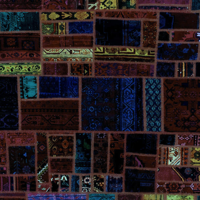 Machine Washable Patchwork Light Blue Transitional Rug, wshabs2026lblu