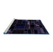 Sideview of Machine Washable Patchwork Blue Transitional Rug, wshabs2026blu