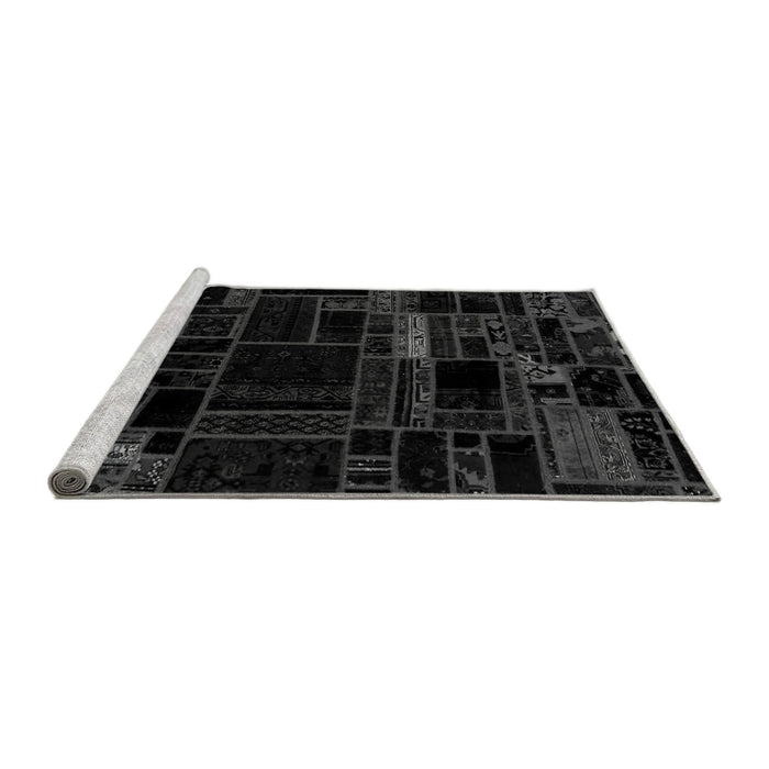 Sideview of Machine Washable Patchwork Gray Transitional Rug, wshabs2026gry