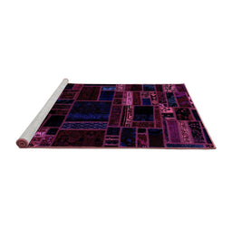 Sideview of Machine Washable Patchwork Purple Transitional Area Rugs, wshabs2026pur