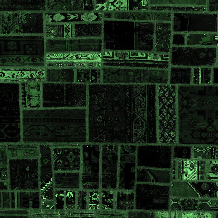 Machine Washable Patchwork Emerald Green Transitional Area Rugs, wshabs2026emgrn